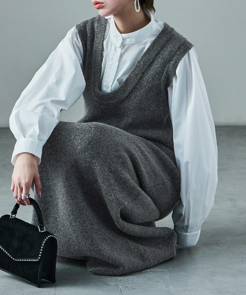 Fashion Letter（ファッションレター）の「セットアップ対応 メランジニットワンピース（ワンピース・レディース・チャコールグレー/ブラック/ブラウン・M）」の12枚目の写真
