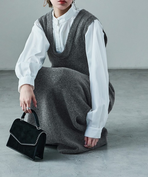 Fashion Letter（ファッションレター）の「セットアップ対応 メランジニットワンピース（ワンピース・レディース・チャコールグレー/ブラック/ブラウン・M）」の13枚目の写真