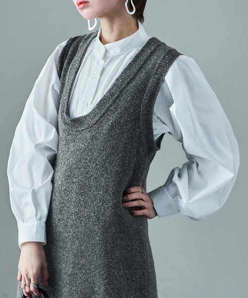 Fashion Letter（ファッションレター）の「セットアップ対応 メランジニットワンピース（ワンピース・レディース・チャコールグレー/ブラック/ブラウン・M）」の16枚目の写真