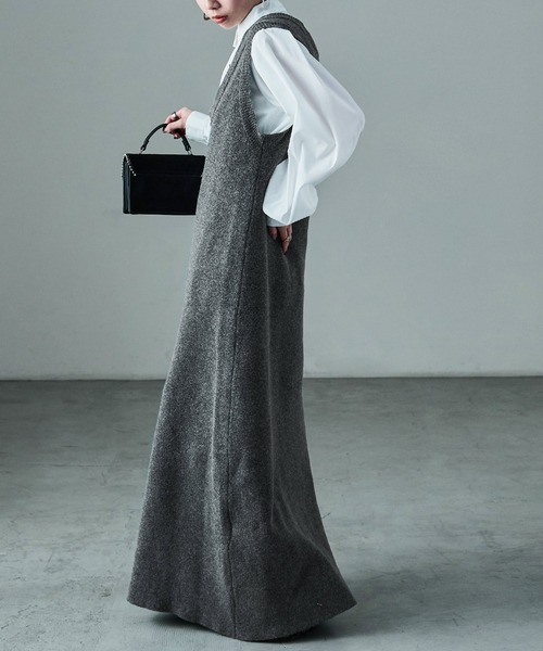 Fashion Letter（ファッションレター）の「セットアップ対応 メランジニットワンピース（ワンピース・レディース・チャコールグレー/ブラック/ブラウン・M）」の17枚目の写真