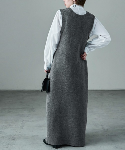 Fashion Letter（ファッションレター）の「セットアップ対応 メランジニットワンピース（ワンピース・レディース・チャコールグレー/ブラック/ブラウン・M）」の19枚目の写真