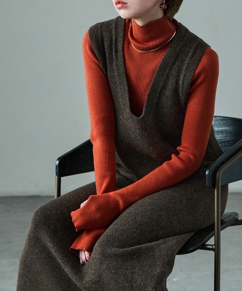 Fashion Letter（ファッションレター）の「セットアップ対応 メランジニットワンピース（ワンピース・レディース・チャコールグレー/ブラック/ブラウン・M）」の21枚目の写真