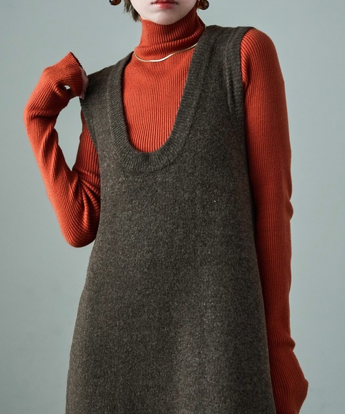 Fashion Letter（ファッションレター）の「セットアップ対応 メランジニットワンピース（ワンピース・レディース・チャコールグレー/ブラック/ブラウン・M）」の22枚目の写真