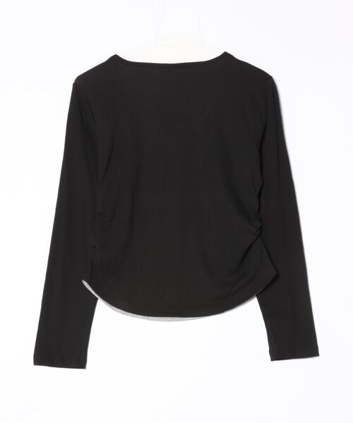 LADY LIKE(レディライク)の「サイドギャザー入りレイヤード風長袖Tシャツ(Tシャツ/カットソー・レディース・ブラウン/グレー/ブラック・M)」の7枚目の写真