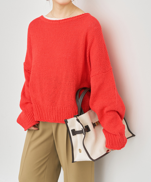 Spick & Span(スピックアンドスパン)の「IGEAローゲージボートネックニット(ニット/セーター・レディース・アイボリー/レッド系その他・FREE)」の5枚目の写真