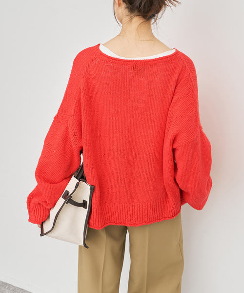 Spick & Span(スピックアンドスパン)の「IGEAローゲージボートネックニット(ニット/セーター・レディース・アイボリー/レッド系その他・FREE)」の6枚目の写真