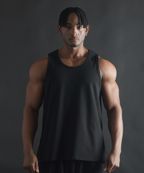 PHERMENON(フェルメノン)の「スタンダード無地切り替えノースリーブ - ブラック(Tシャツ/カットソー・メンズ・その他・2/1)」の3枚目の写真