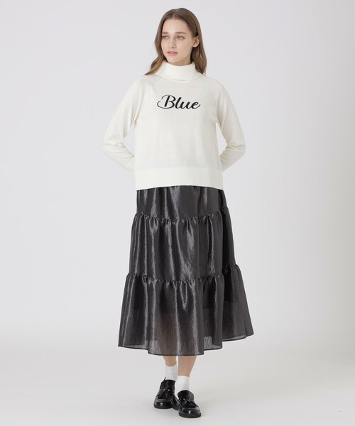 BLUE LABEL CRESTBRIDGE(ブルーレーベルクレストブリッジ)の「ウールアクリルブレンドニットプルオーバー(ニット/セーター・レディース・ブラック/オフホワイト・38)」の10枚目の写真