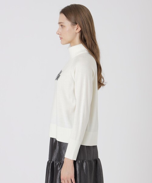 BLUE LABEL CRESTBRIDGE(ブルーレーベルクレストブリッジ)の「ウールアクリルブレンドニットプルオーバー(ニット/セーター・レディース・ブラック/オフホワイト・38)」の9枚目の写真