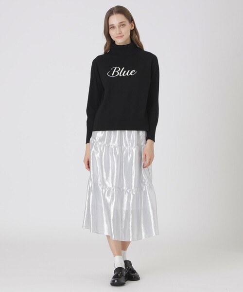 BLUE LABEL CRESTBRIDGE(ブルーレーベルクレストブリッジ)の「ウールアクリルブレンドニットプルオーバー(ニット/セーター・レディース・ブラック/オフホワイト・38)」の6枚目の写真