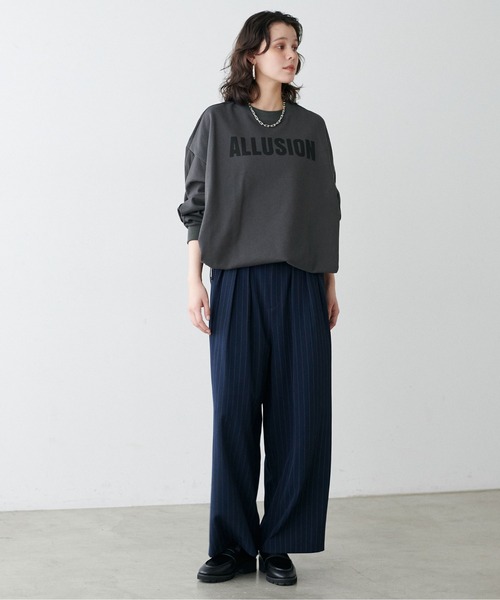 LARUTA(ラルータ)の「【LARUTA】ロゴ裏毛異素材タックプルオーバー(Tシャツ/カットソー・レディース・チャコールグレー/オートミール・FREE)」の5枚目の写真