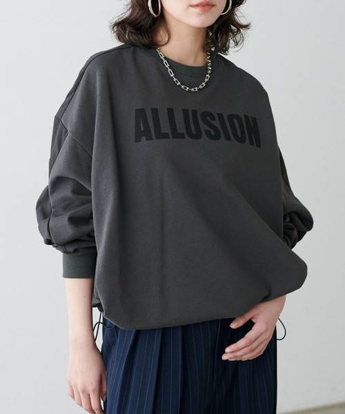 LARUTA(ラルータ)の「【LARUTA】ロゴ裏毛異素材タックプルオーバー(Tシャツ/カットソー・レディース・チャコールグレー/オートミール・FREE)」の3枚目の写真