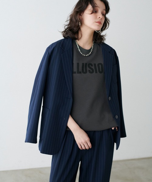 LARUTA(ラルータ)の「【LARUTA】ロゴ裏毛異素材タックプルオーバー(Tシャツ/カットソー・レディース・チャコールグレー/オートミール・FREE)」の7枚目の写真