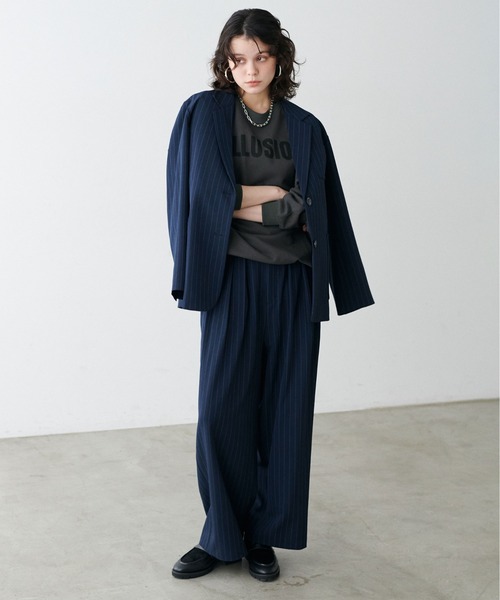 LARUTA(ラルータ)の「【LARUTA】ロゴ裏毛異素材タックプルオーバー(Tシャツ/カットソー・レディース・チャコールグレー/オートミール・FREE)」の8枚目の写真