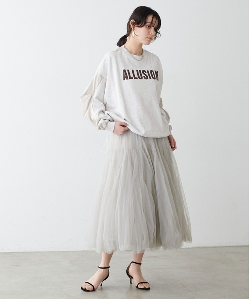 LARUTA(ラルータ)の「【LARUTA】ロゴ裏毛異素材タックプルオーバー(Tシャツ/カットソー・レディース・チャコールグレー/オートミール・FREE)」の14枚目の写真