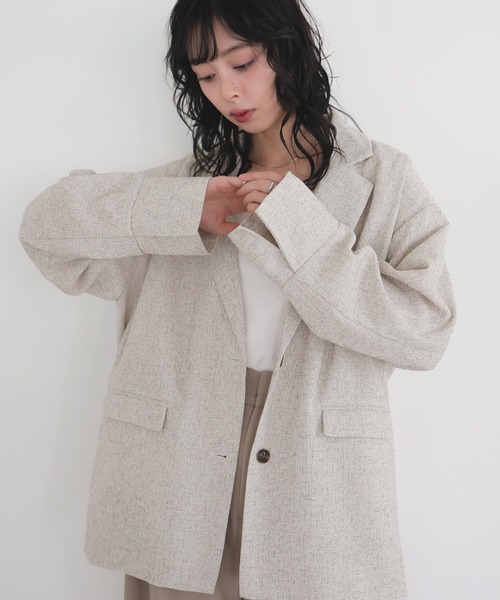 LIAN（リアン）の「サマーツイードテーラードジャケット（テーラードジャケット・レディース・ブラウン/アイボリー/ブラック/グレー・FREE）」の2枚目の写真
