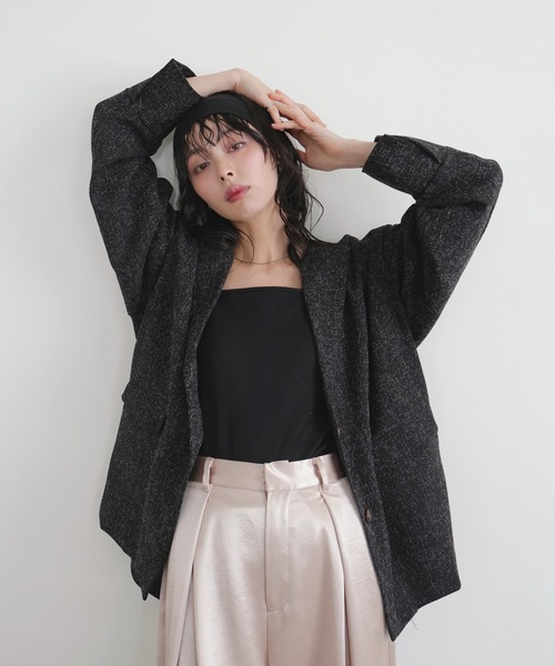 LIAN（リアン）の「サマーツイードテーラードジャケット（テーラードジャケット・レディース・ブラウン/アイボリー/ブラック/グレー・FREE）」の3枚目の写真