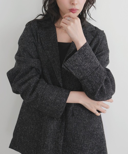 LIAN（リアン）の「サマーツイードテーラードジャケット（テーラードジャケット・レディース・ブラウン/アイボリー/ブラック/グレー・FREE）」の5枚目の写真