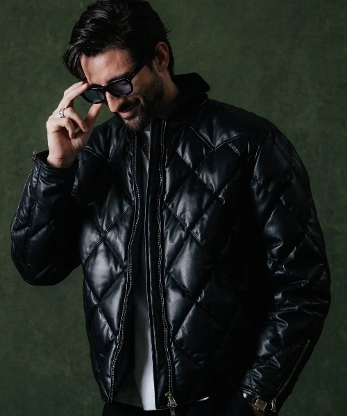 新品未使用CRIMIE DAIMOND QUILT DOWN JKT XXL CRIMIE/クライミー/DIAMOND QUILT LAMB LEATHER DOWN JACKET/ダイヤ柄