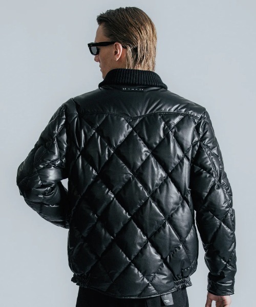 CRIMIE/クライミー/DIAMOND QUILT LAMB LEATHER DOWN JACKET/ダイヤ柄
