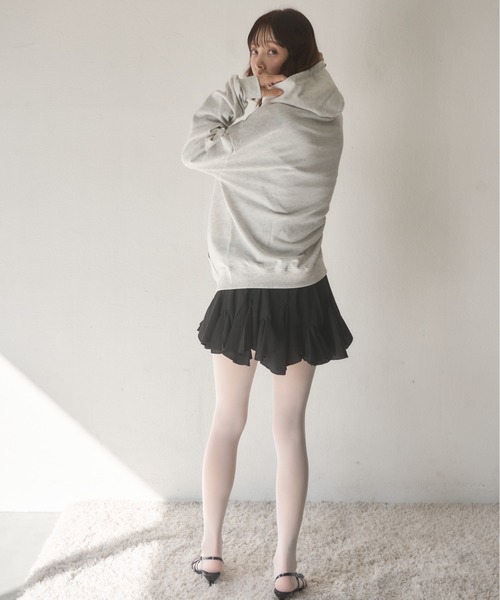 Nadana(ナダナ)の「ロゴZIPパーカー(パーカー・レディース・グレー/アイボリー・FREE)」の5枚目の写真