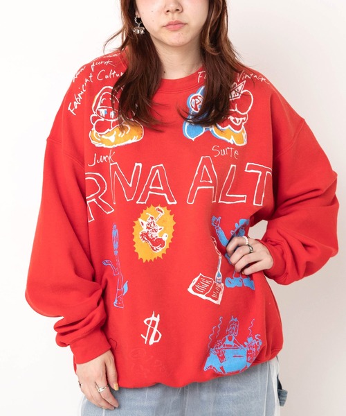 RNA（アールエヌエー）の「M2639 ジャンクキャラWASH OUTトレーナー（Tシャツ/カットソー・レディース・ブラック/アッシュグレー/レッド・MEDIUM）」の3枚目の写真