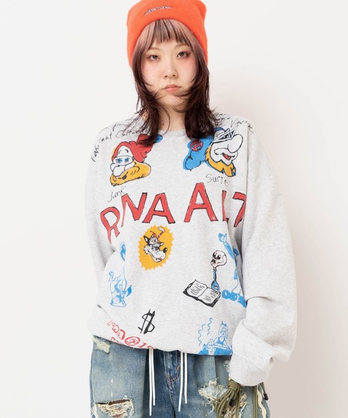 RNA（アールエヌエー）の「M2639 ジャンクキャラWASH OUTトレーナー（Tシャツ/カットソー・レディース・ブラック/アッシュグレー/レッド・MEDIUM）」の11枚目の写真