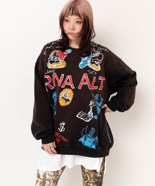 RNA（アールエヌエー）の「M2639 ジャンクキャラWASH OUTトレーナー（Tシャツ/カットソー・レディース・ブラック/アッシュグレー/レッド・MEDIUM）」の7枚目の写真