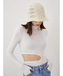 カットアウトタートルネックTシャツ(ホワイト)