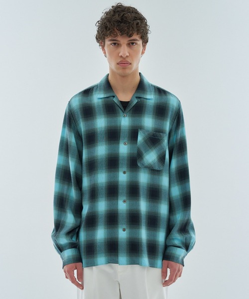 ESTNATION(エストネーション)の「ESTNATION / オープンカラー オンブレチェックシャツ(シャツ/ブラウス・メンズ・ライトブルー・LARGE/MEDIUM)」の3枚目の写真