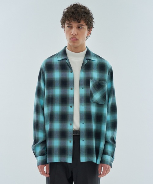ESTNATION(エストネーション)の「ESTNATION / オープンカラー オンブレチェックシャツ(シャツ/ブラウス・メンズ・ライトブルー・LARGE/MEDIUM)」の6枚目の写真