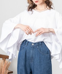 ドロップショルダーギャザースリーブカットソー