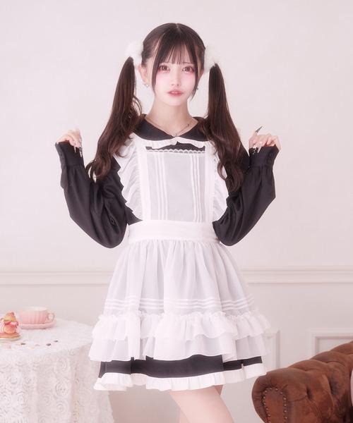 Pal elfy（パルエルフィー）の「ホイップフリルエプロン（ワンピース・レディース・ブラック/オフホワイト/ブラック系その他/ホワイト系その他・フリー）」の9枚目の写真
