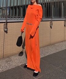 Ameri（アメリ）の「HALTER NECK LAYERED KNIT DRESS（ワンピース）」