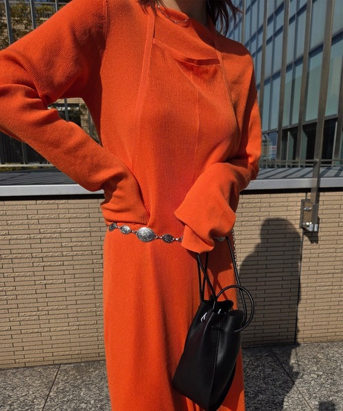 HALTER NECK LAYERED KNIT DRESS（ワンピース）｜Ameri（アメリ）の
