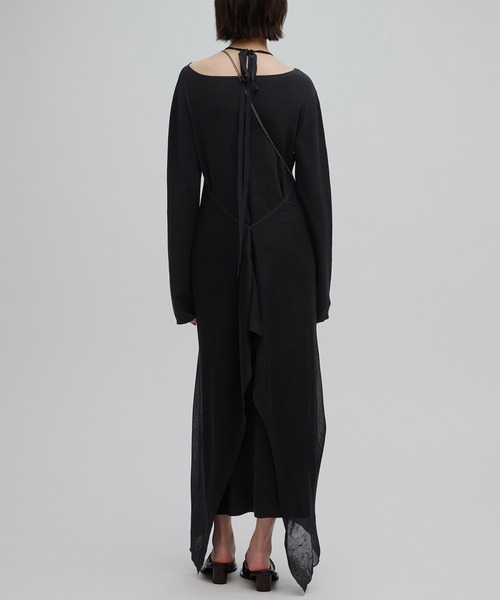 Ameri(アメリ)の「HALTER NECK LAYERED KNIT DRESS(ワンピース・レディース・オリーブ/スミクロ/オレンジ・SMALL/MEDIUM)」の5枚目の写真