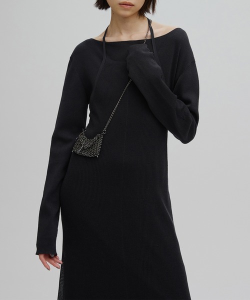 HALTER NECK LAYERED KNIT DRESS(ワンピース)|Ameri(アメリ)の HALTER NECK LAYERED KNIT DRESS(ワンピース)|Ameri(アメリ)の