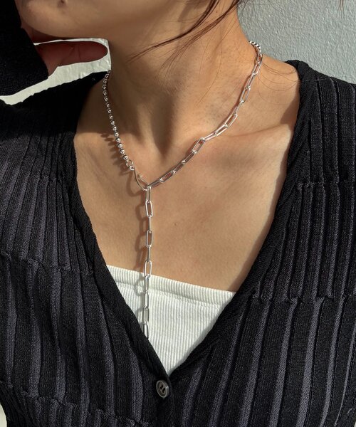 CAPRICIEUX LE'MAGE(カプリシューレマージュ)の「〈GOLDY/ゴールディ〉ボールチェーンMIXネックレス(ネックレス・レディース・シルバー/ゴールド・FREE)」の1枚目の写真