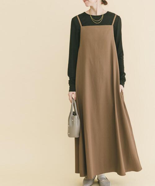 ITEMS URBANRESEARCH（アイテムズ アーバンリサーチ）の「シアーインナーセットワンピース（ワンピース・レディース・キャメル/チャコールグレー・FREE）」の5枚目の写真