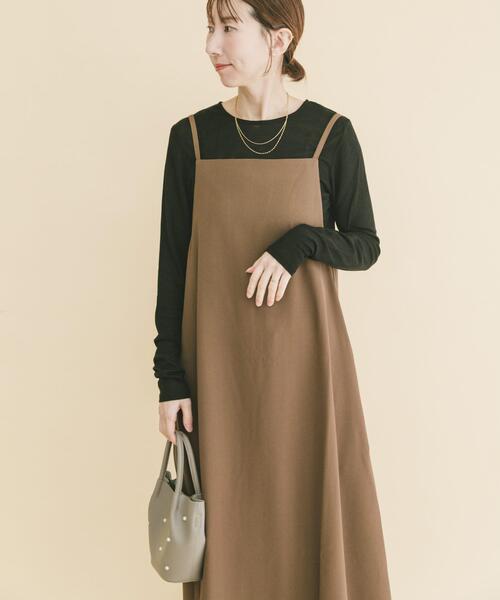ITEMS URBANRESEARCH（アイテムズ アーバンリサーチ）の「シアーインナーセットワンピース（ワンピース・レディース・キャメル/チャコールグレー・FREE）」の6枚目の写真