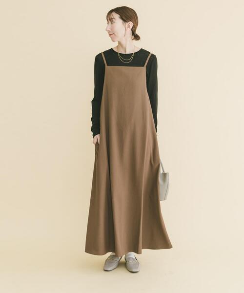 ITEMS URBANRESEARCH（アイテムズ アーバンリサーチ）の「シアーインナーセットワンピース（ワンピース・レディース・キャメル/チャコールグレー・FREE）」の7枚目の写真