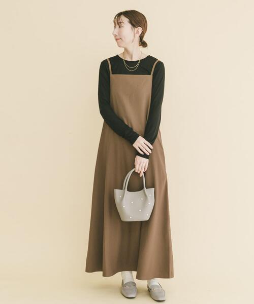 ITEMS URBANRESEARCH（アイテムズ アーバンリサーチ）の「シアーインナーセットワンピース（ワンピース・レディース・キャメル/チャコールグレー・FREE）」の8枚目の写真