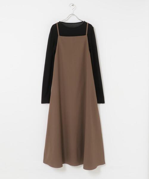 ITEMS URBANRESEARCH（アイテムズ アーバンリサーチ）の「シアーインナーセットワンピース（ワンピース・レディース・キャメル/チャコールグレー・FREE）」の9枚目の写真