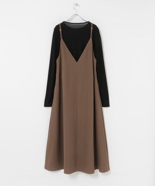 ITEMS URBANRESEARCH（アイテムズ アーバンリサーチ）の「シアーインナーセットワンピース（ワンピース・レディース・キャメル/チャコールグレー・FREE）」の12枚目の写真
