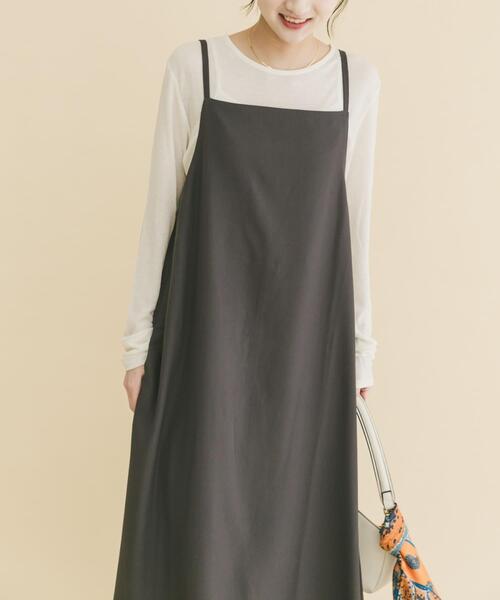 ITEMS URBANRESEARCH（アイテムズ アーバンリサーチ）の「シアーインナーセットワンピース（ワンピース・レディース・キャメル/チャコールグレー・FREE）」の16枚目の写真