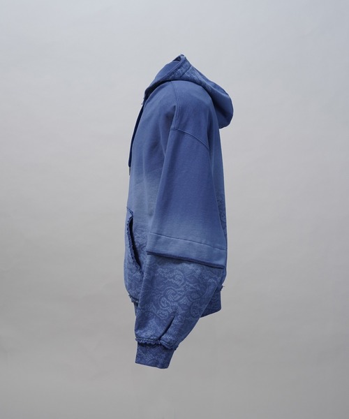 MAISON SPECIAL(メゾンスペシャル)の「《UNISEX》Lace Spray Dye Prime-Over Zip Hoodie/レーススプレーダイプライムオーバージップパーカー【MAISON SPECIAL/メゾンスペシャル】(パーカー・メンズ・ブルー/ピンク/ブラック・0/1/2)」の4枚目の写真