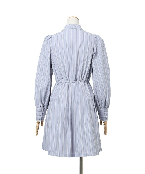 F i.n.t（フィント）の「ボリュームスリーブボウタイストライプワンピース/fint フィント（ワンピース・レディース・ライトベージュ/ブルーグレー・FREE）」の15枚目の写真