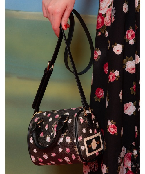 Little sunny bite(リトルサニーバイト)の「【RS】【Little sunny bite】little sunny bite と pink house Rose print mini boston(ハンドバッグ・レディース・ブラック・FREE)」の1枚目の写真