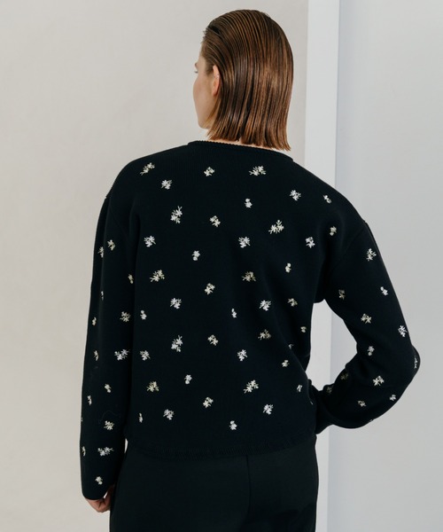 CREDONA（クレドナ）の「FLOWER EMBROIDERY CD/フラワーエンブロイダリーカーデ（カーディガン/ボレロ・レディース・ブラック/グレー・FREE）」の14枚目の写真