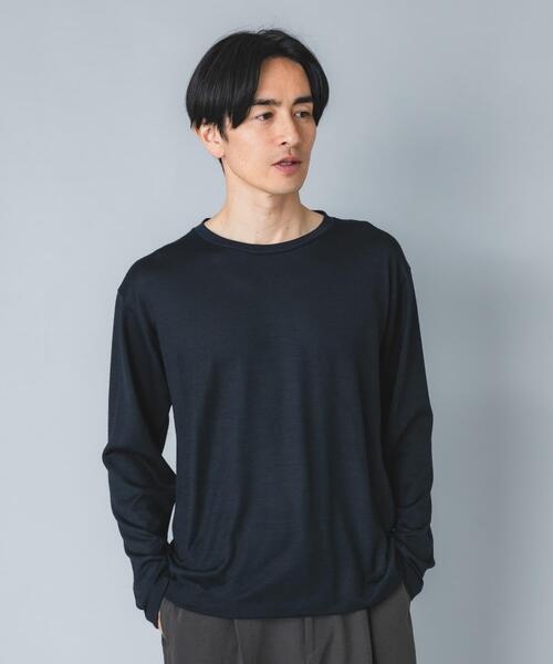 URBAN RESEARCH ROSSO MEN(アーバンリサーチロッソメン)の「『マシンウォッシャブル』『XLサイズあり』ハイクオリティウールロンT(Tシャツ/カットソー・メンズ・ネイビー/グレー系その他/ブラック・X-LARGE/LARGE/MEDIUM)」の8枚目の写真
